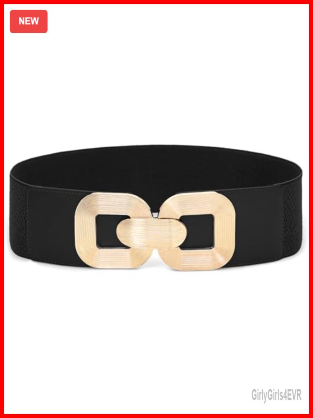 Wide Elastic Waist Belt for Dresses Stretchy Belt with Gold Buckle